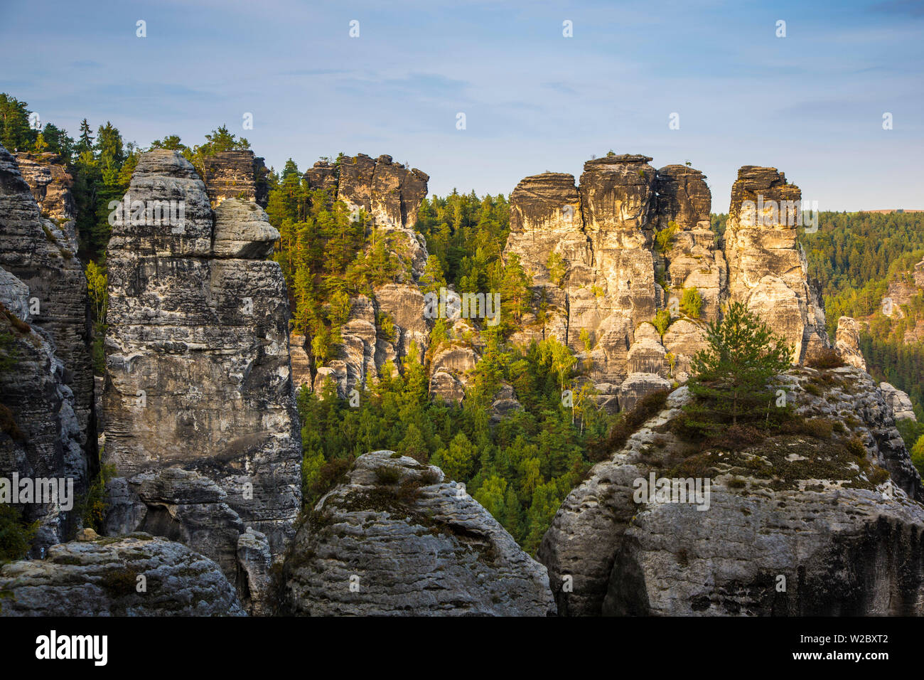 Bastei, le Parc National de la Suisse Saxonne, Saxe, Allemagne Banque D'Images