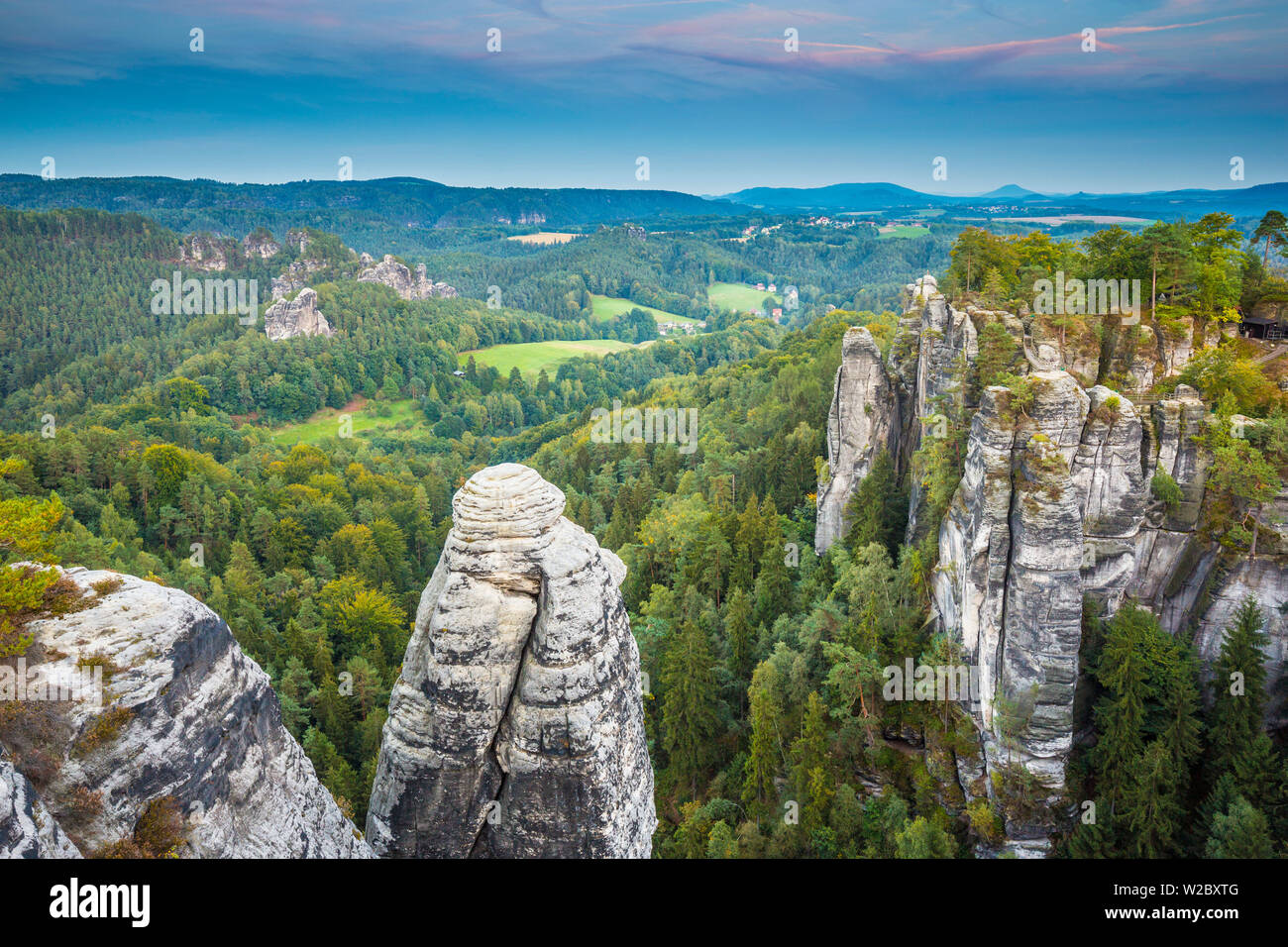 Bastei, le Parc National de la Suisse Saxonne, Saxe, Allemagne Banque D'Images
