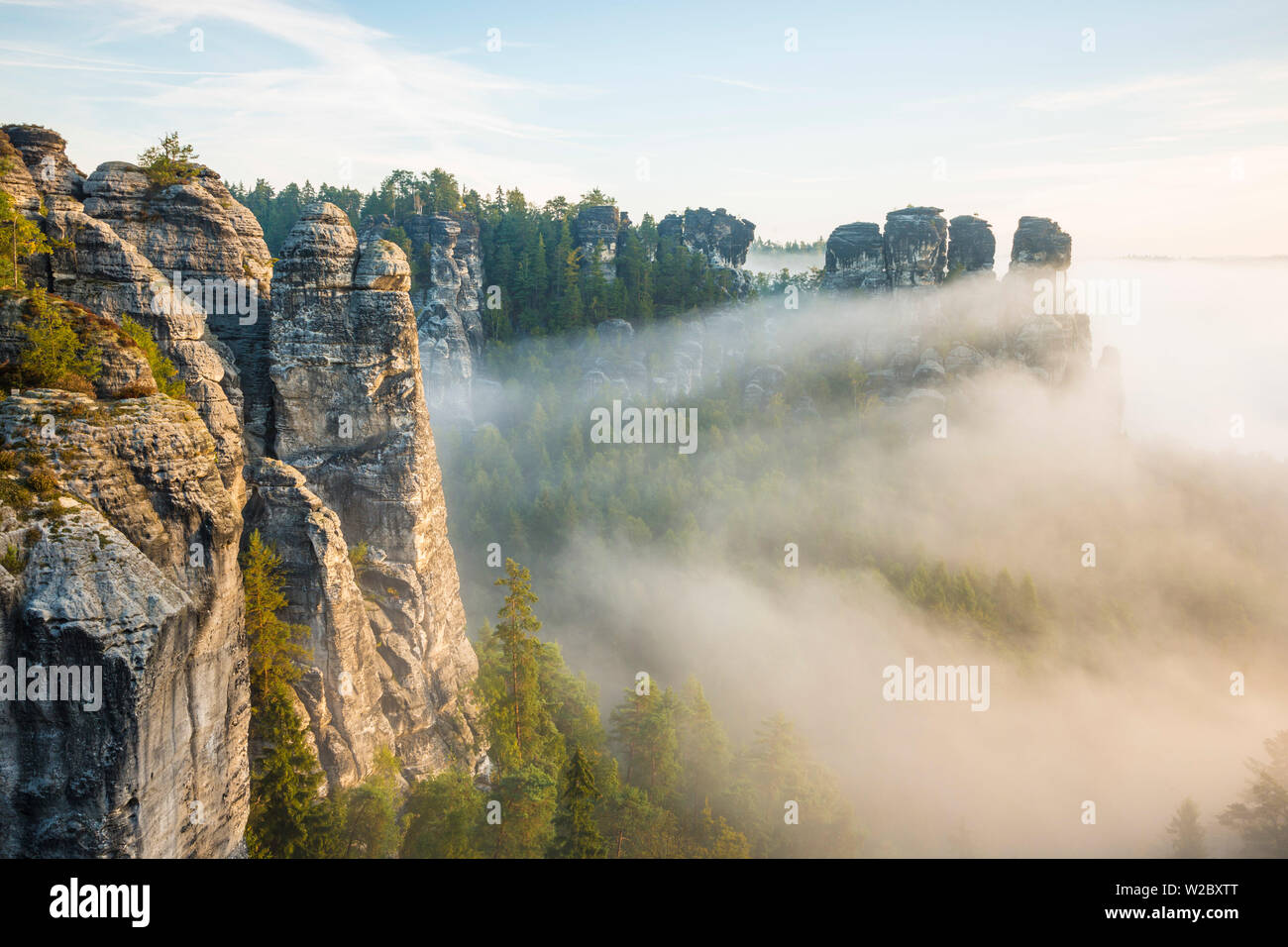 Bastei, le Parc National de la Suisse Saxonne, Saxe, Allemagne Banque D'Images