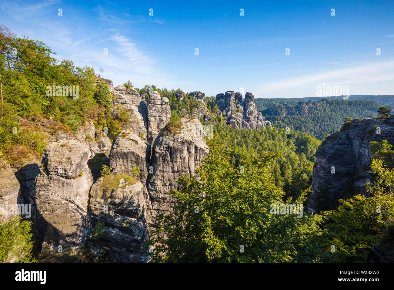 Bastei, le Parc National de la Suisse Saxonne, Saxe, Allemagne Banque D'Images