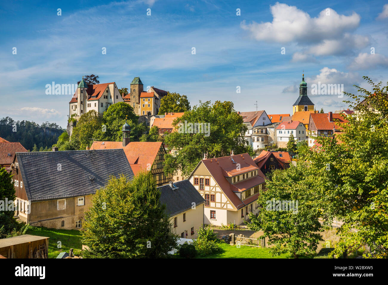 Hohnstein, le Parc National de la Suisse Saxonne, Saxe, Allemagne Banque D'Images