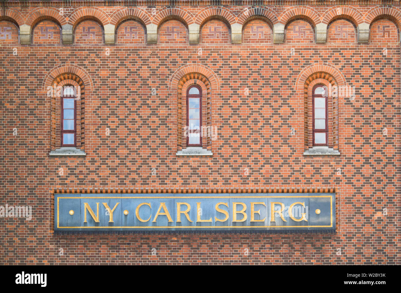 Le Danemark, la Nouvelle-Zélande, Copenhague, Vesterbro, vieille brasserie Carlsberg sign Banque D'Images