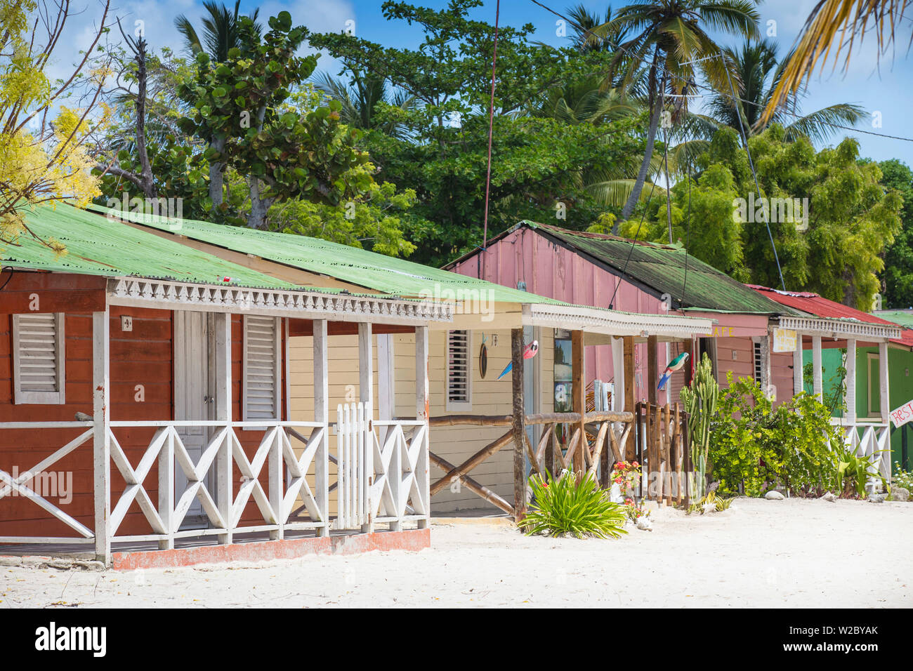 République dominicaine, Punta Cana, Parque Nacional del Este, l'île de Saona, Mano Juan, un pittoresque village de pêcheurs Banque D'Images