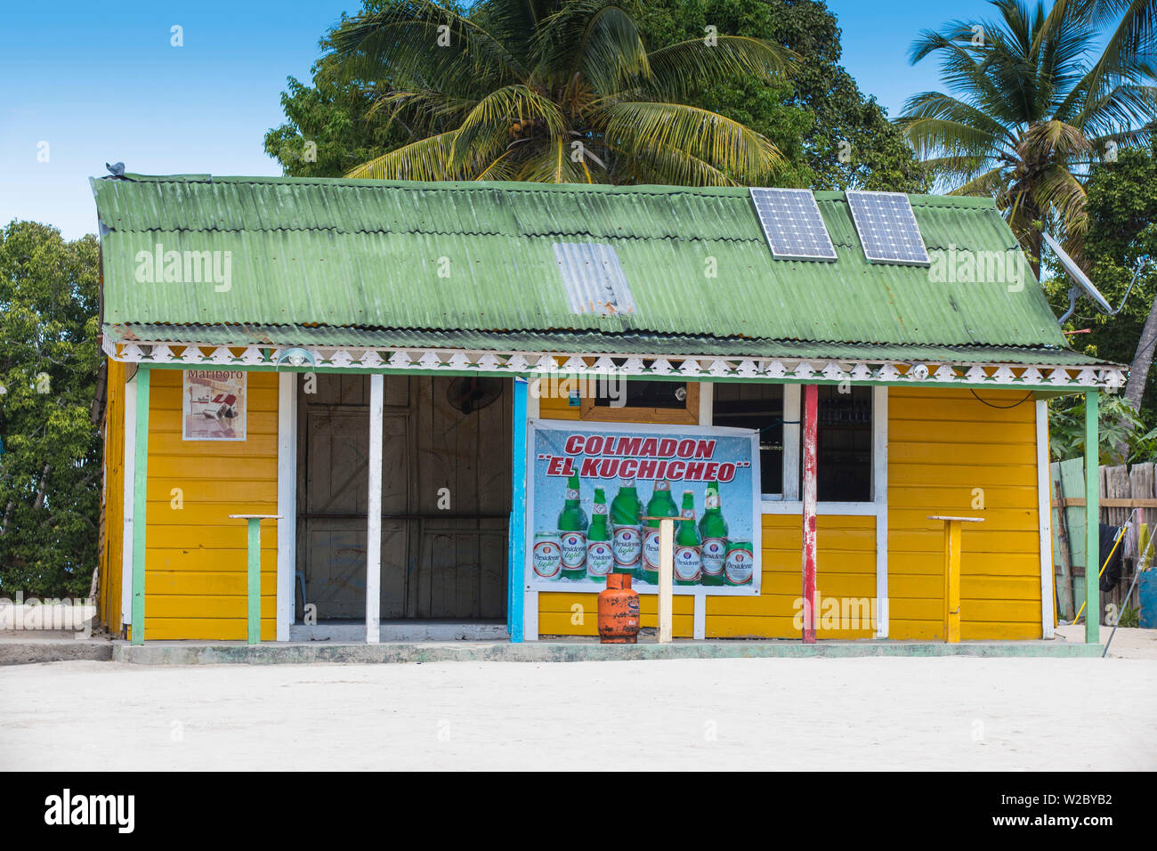 République dominicaine, Punta Cana, Parque Nacional del Este, l'île de Saona, Mano Juan, un pittoresque village de pêcheurs Banque D'Images