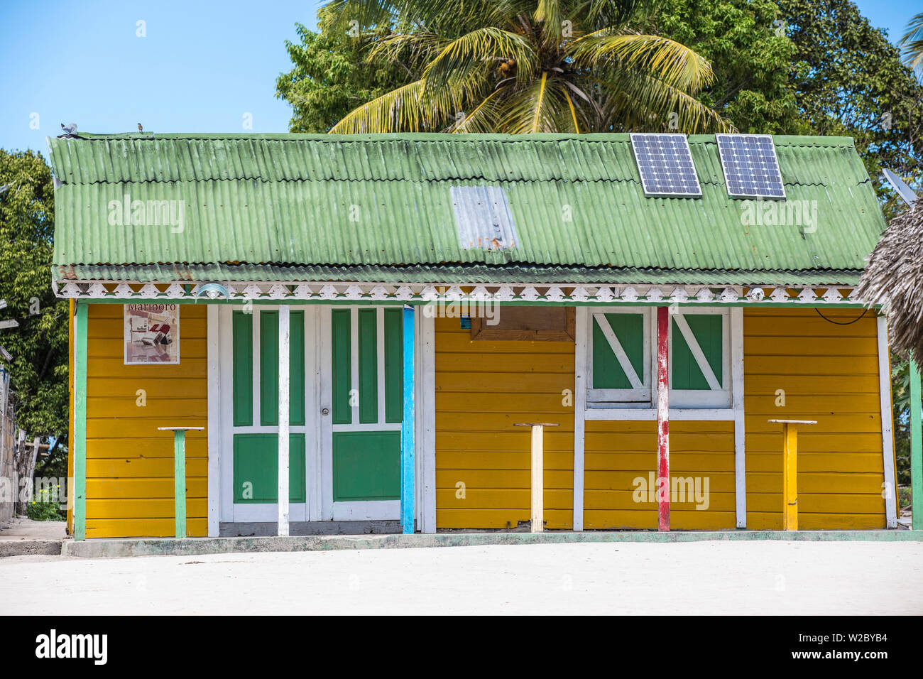 République dominicaine, Punta Cana, Parque Nacional del Este, l'île de Saona, Mano Juan, un pittoresque village de pêcheurs Banque D'Images