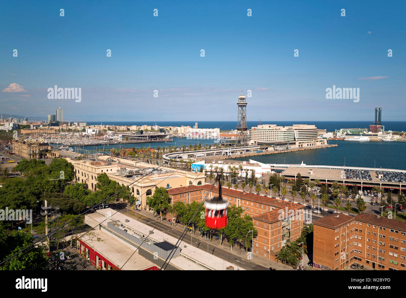 View sur le Port Vell - l'ancien quartier du port de Barcelone, Espagne Banque D'Images