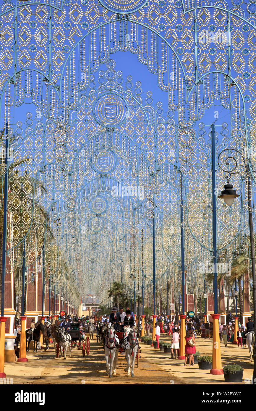 Foire aux chevaux annuelle, Jerez de la Frontera, province de Cadiz, Andalousie, Espagne Banque D'Images