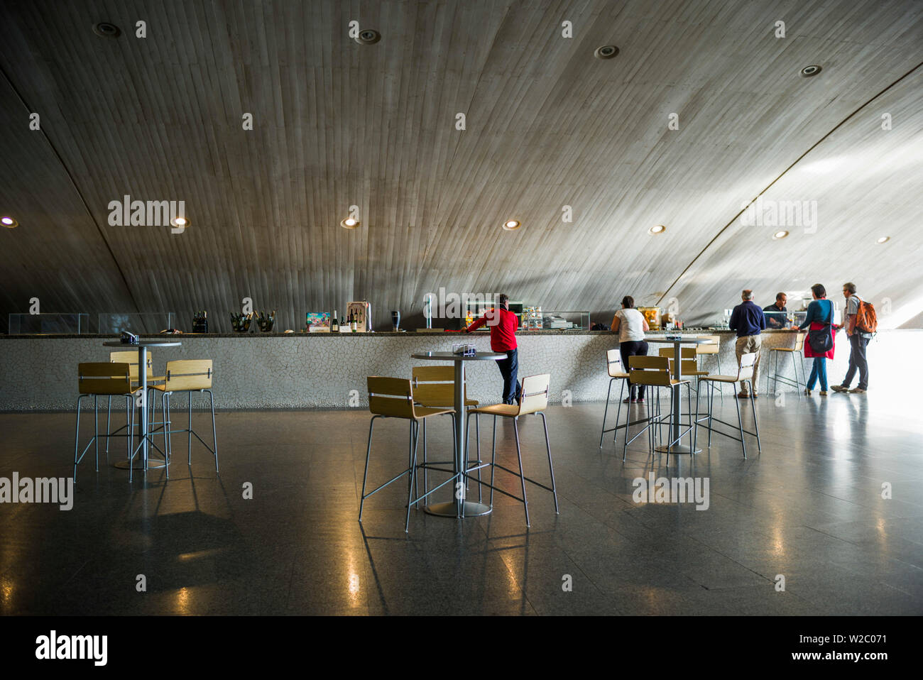 L'Espagne, Iles Canaries, Tenerife, Santa Cruz de Tenerife, l'Auditorio de Tenerife Adan Martin conçue par Santiago Calatrava, café Banque D'Images