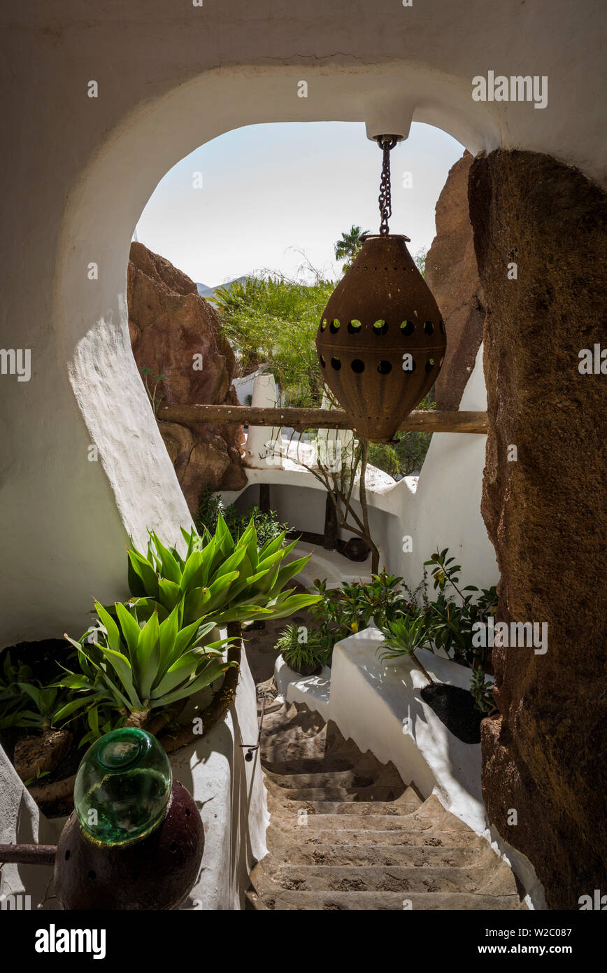Espagne, Canaries, Lanzarote, Oasis de Nazaret, Lagomar, ancienne maison de l'acteur Omar Sharif, Jésus Soto, architecte, intérieur détail Banque D'Images