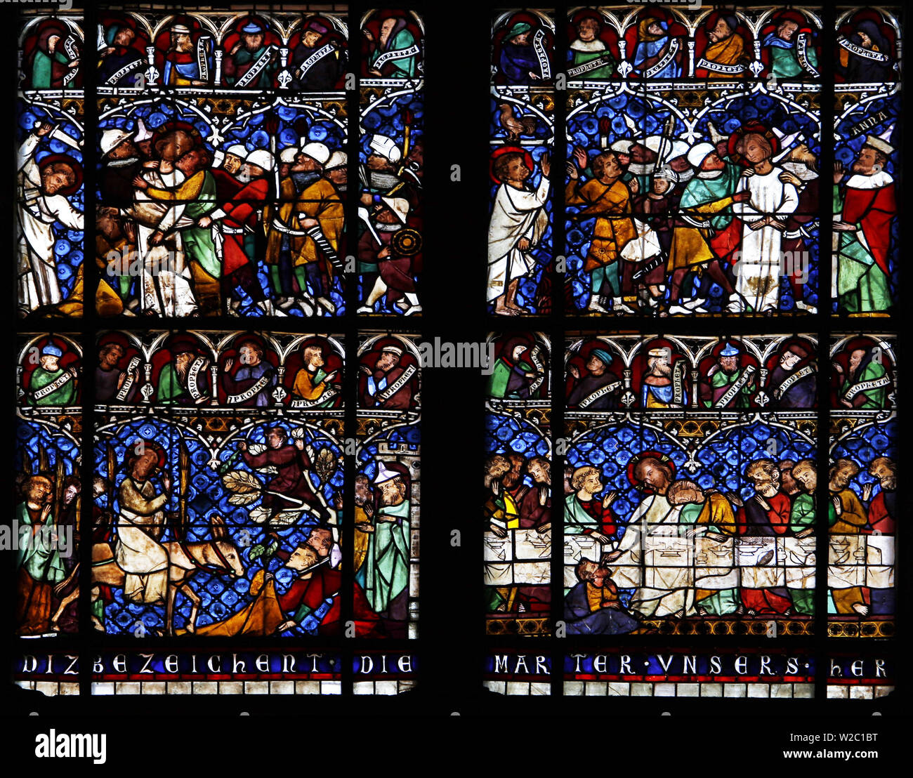 Un vitrail représentant la Passion du Christ, la cathédrale de Notre Dame Banque D'Images