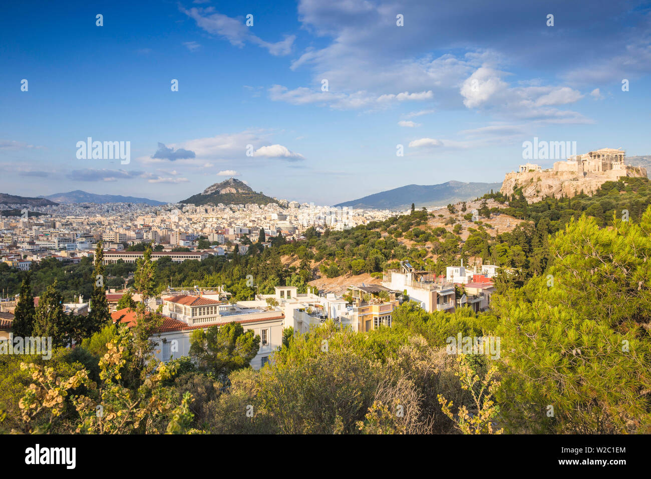 La Grèce, de l'Attique, Athènes, Grèce, Attique, Athènes, l'Acropole et le Centre d'Athènes vers Lykavittos Hill Banque D'Images