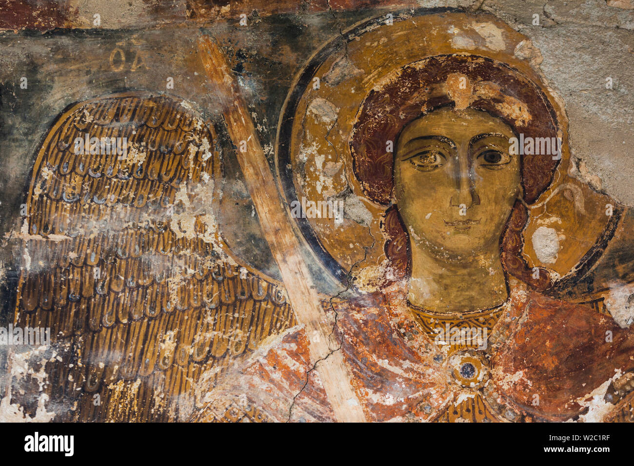 La Grèce, Macédoine occidentale Région, Kastoria, Mitropoleos Taxiarches, construite en l'ixe siècle, fresque de l'Ange Gabriel Banque D'Images