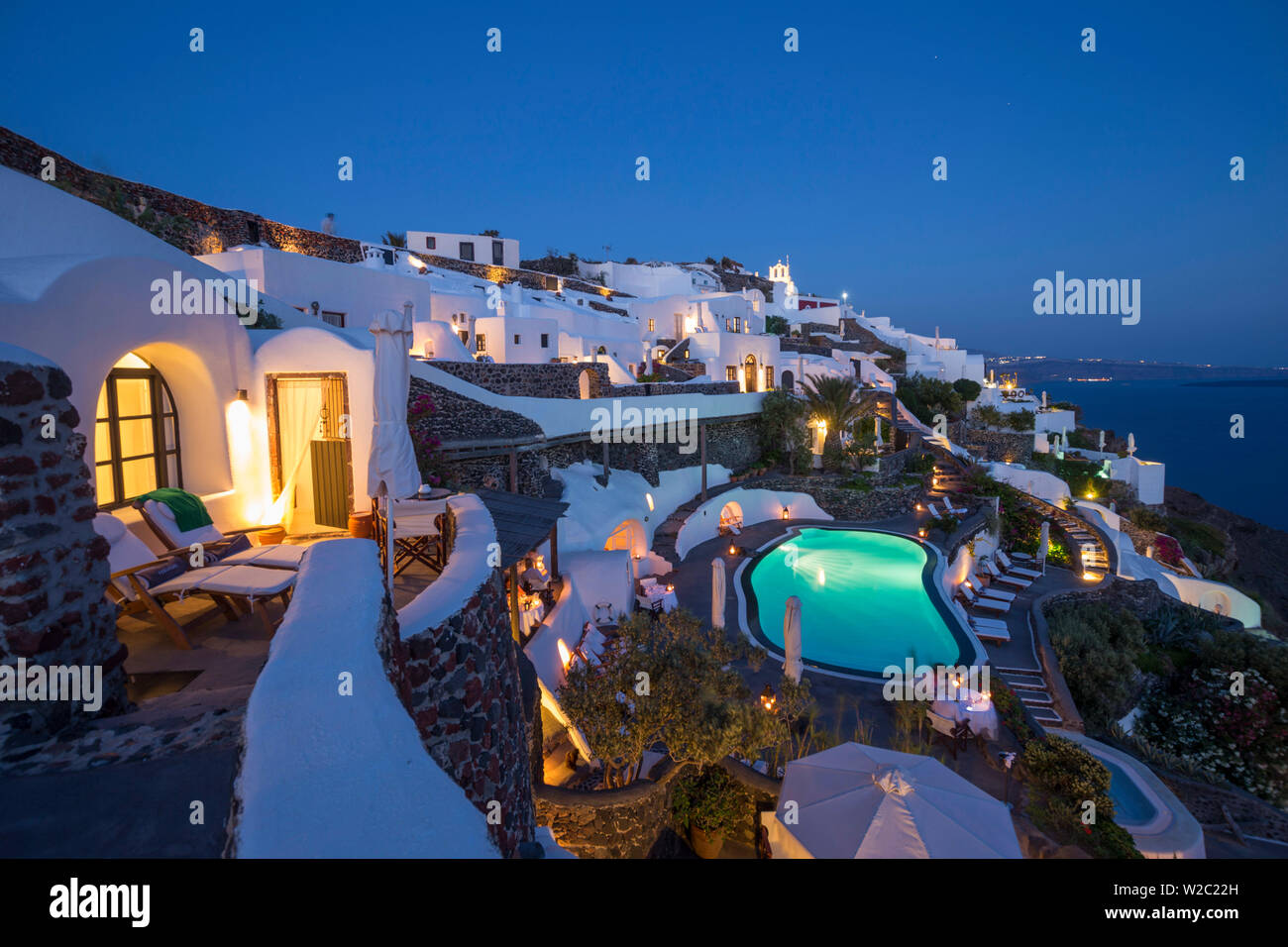 Le luxe 5 étoiles hôtel Perivolas, Oia, Santorin (thira), îles Cyclades, Grèce Banque D'Images