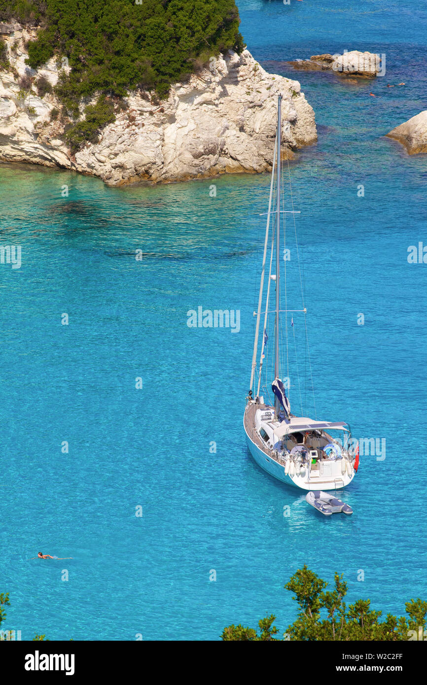 La baie de Voutoumi, Antipaxos, îles Ioniennes, îles grecques, Grèce, Europe Banque D'Images