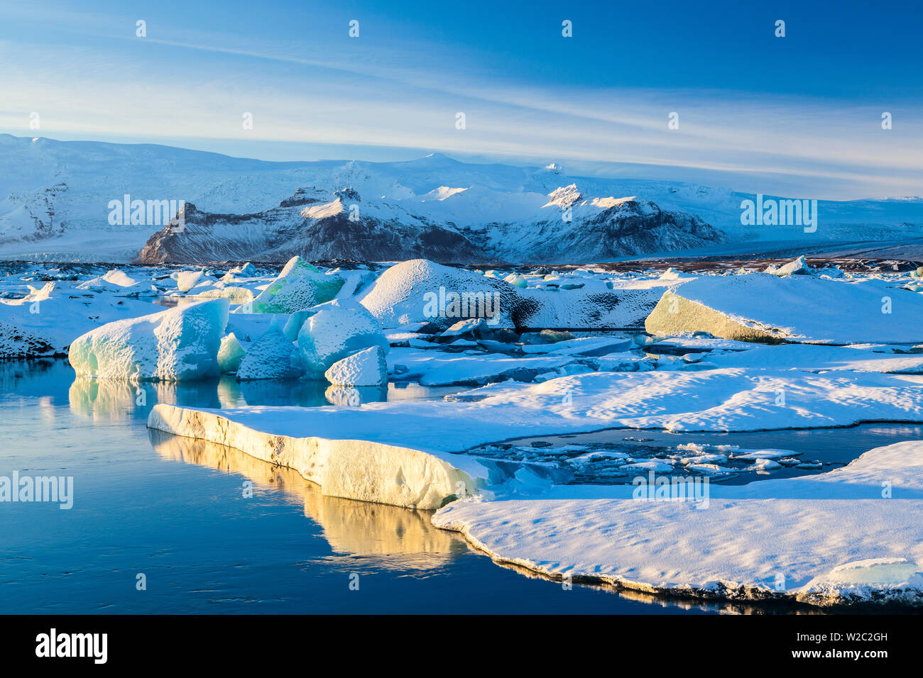 Les icebergs, lac Glacier Jökulsárlón, le sud de l'Islande Banque D'Images