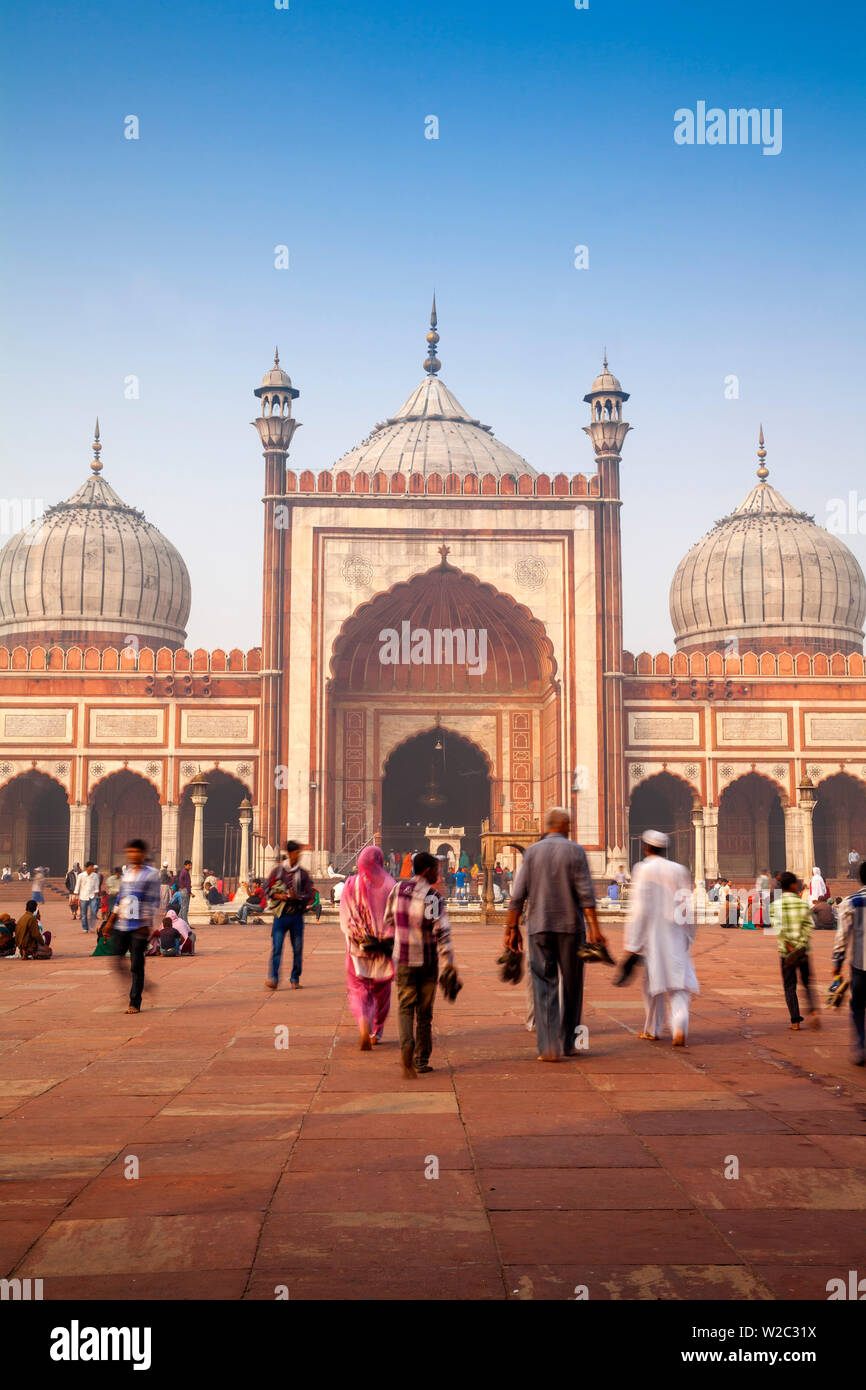 L'Inde, Delhi, Old Delhi, Jama Masjid - Mosquée Jama construit par Shah Jahan Banque D'Images