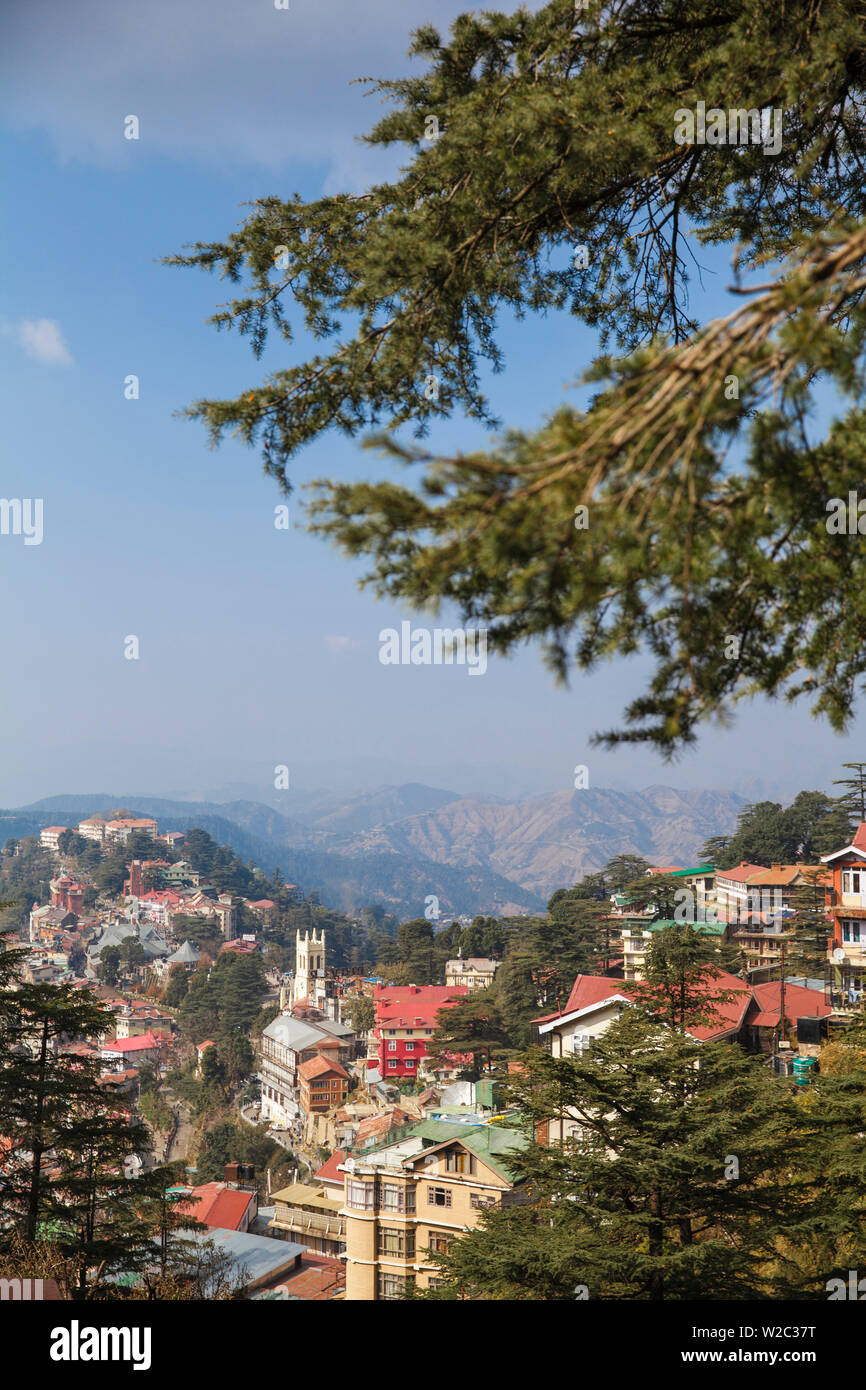 L'Inde, l'Himachal Pradesh, Shimla, vue de l'Église du Christ sur la crête Banque D'Images