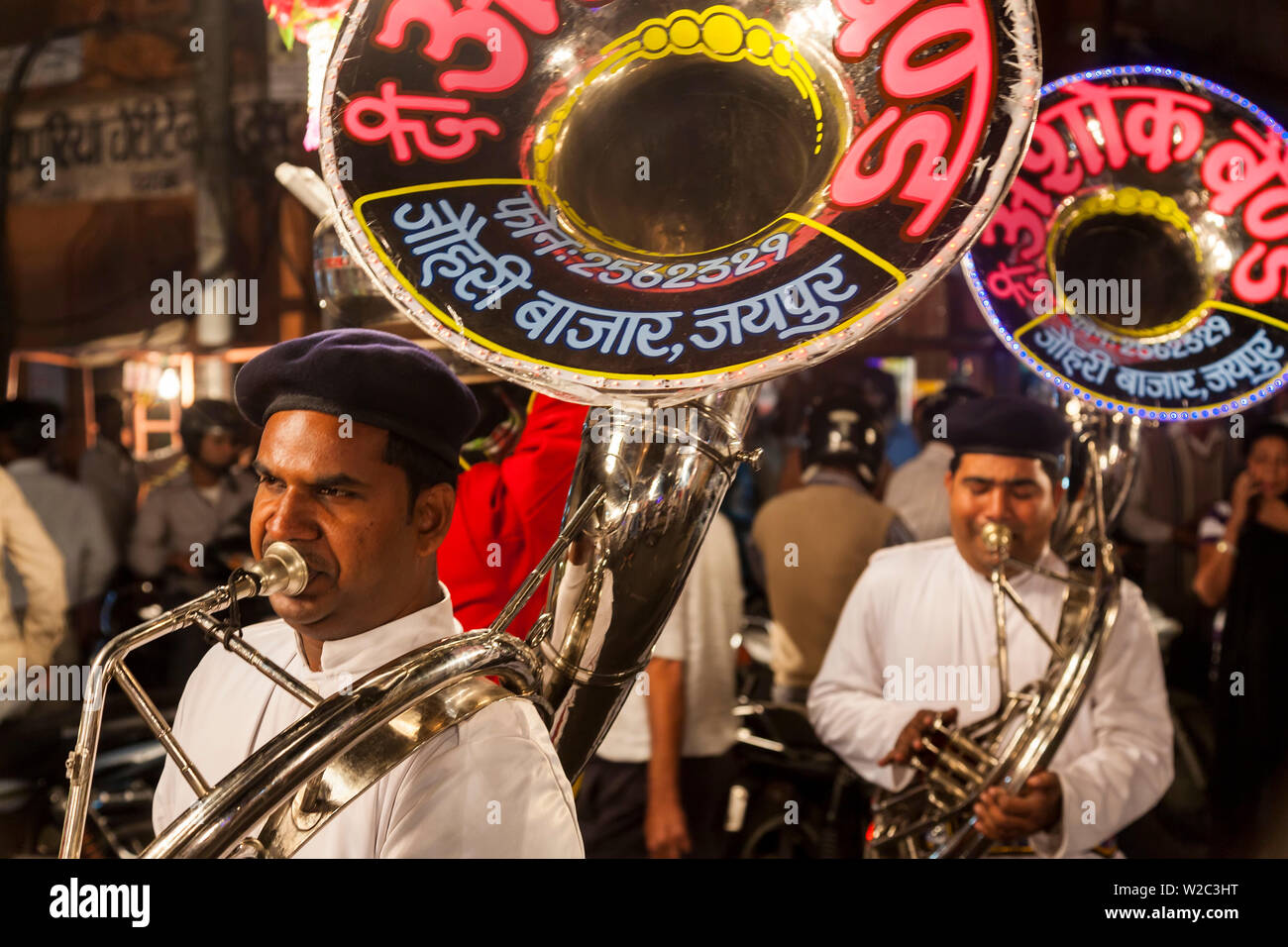 Groupe musical dans les rues, Jaipur, Rajasthan, Inde Banque D'Images