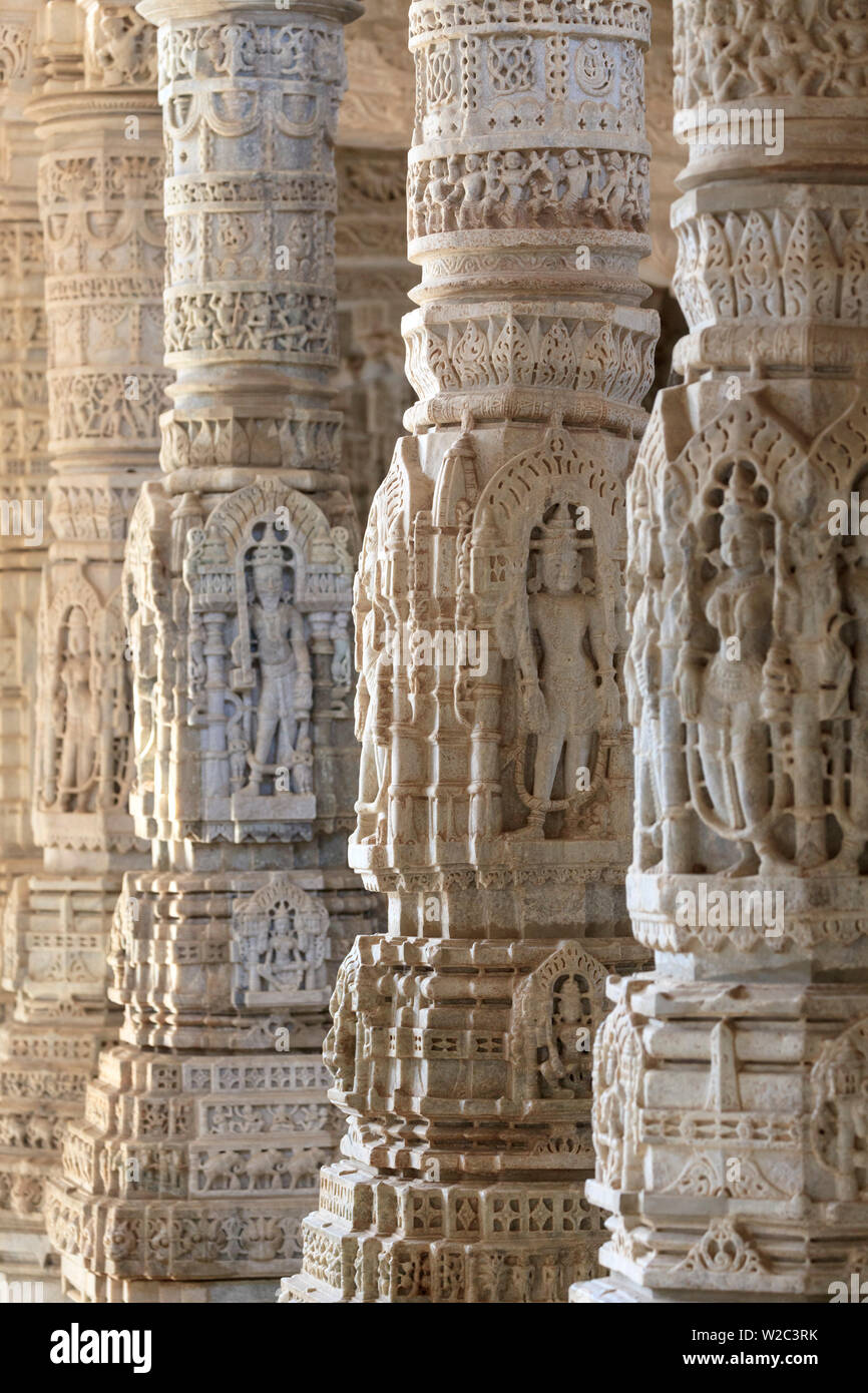 L'Inde, Rajasthan, Temple Ranakpur Jain Banque D'Images