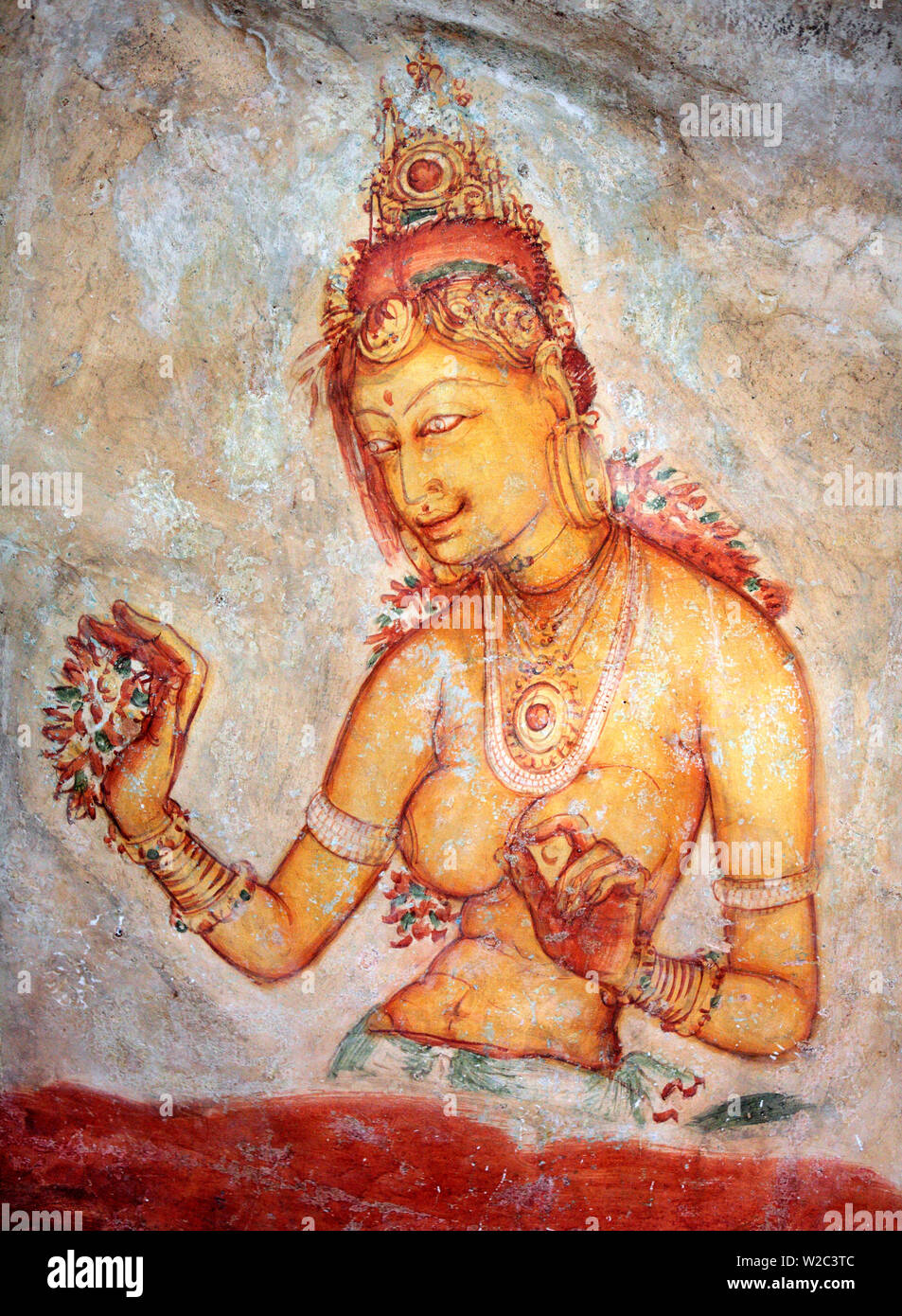 La peinture murale (6e siècle), Sigiriya, Sri Lanka Banque D'Images