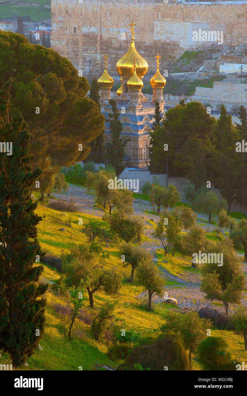 Église de Sainte Marie Magdelene, Mont des Oliviers, Jérusalem, Israël, Moyen Orient Banque D'Images