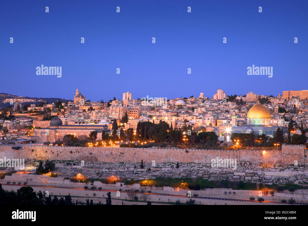 Vue sur Jérusalem depuis le mont des Oliviers, Jérusalem, Israël, Moyen Orient Banque D'Images