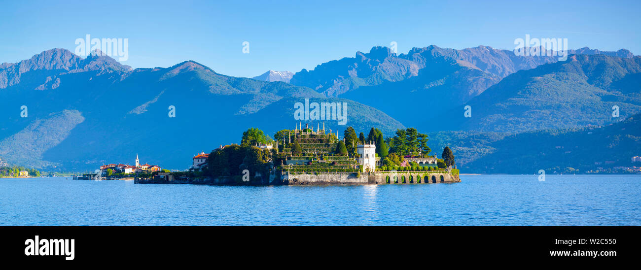 L'idyllique Isola dei Pescatori et Isola Bella, îles Borromées, Lac Majeur, Piémont, Italie Banque D'Images