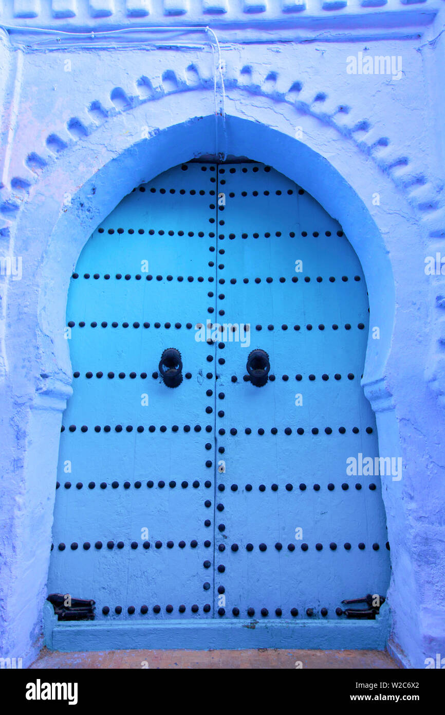 Porte, Chefchaouen, Maroc, Afrique du Nord Banque D'Images