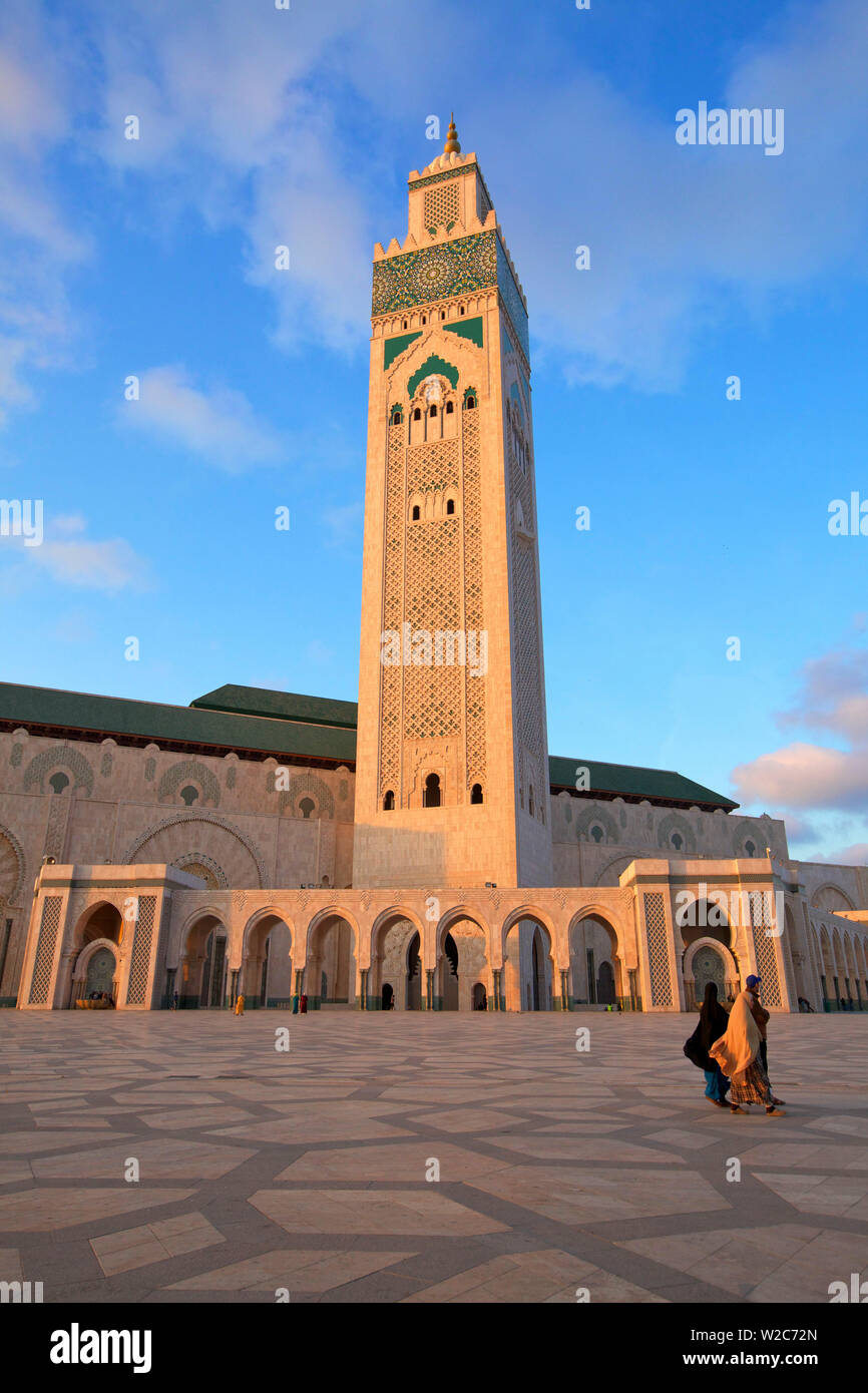 L'extérieur de la Mosquée Hassan II, Casablanca, Maroc, Afrique du Nord Banque D'Images