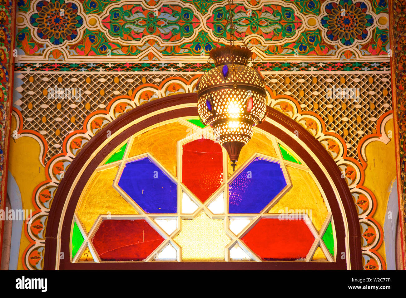 Détails de l'intérieur de l'Hôtel Continental, Tanger, Maroc, Afrique du Nord Banque D'Images