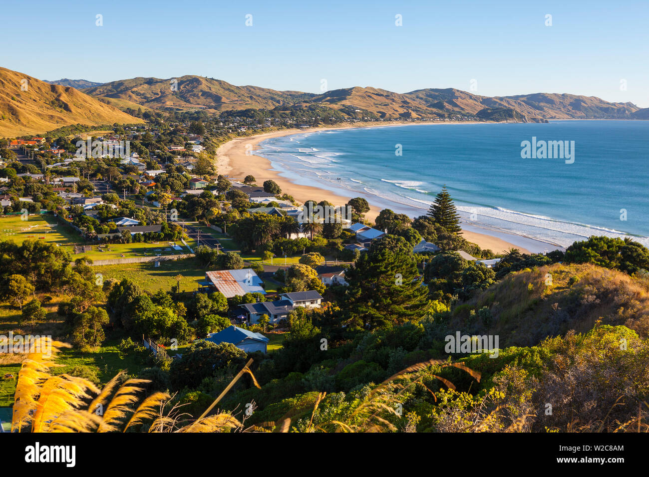 View sur Wainui Beach, Gisborne, East Cape, Île du Nord, Nouvelle-Zélande Banque D'Images