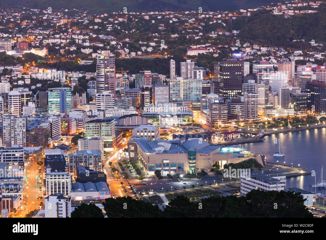 Nouvelle Zélande, île du Nord, Wellington, augmentation de la ville de Mt. Victoria, l'aube Banque D'Images
