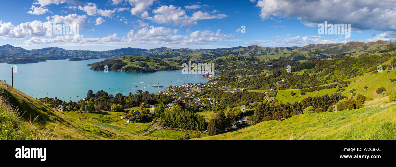 Des vues sur la péninsule de Banks, Akaroa, Canterbury, île du Sud, Nouvelle-Zélande Banque D'Images