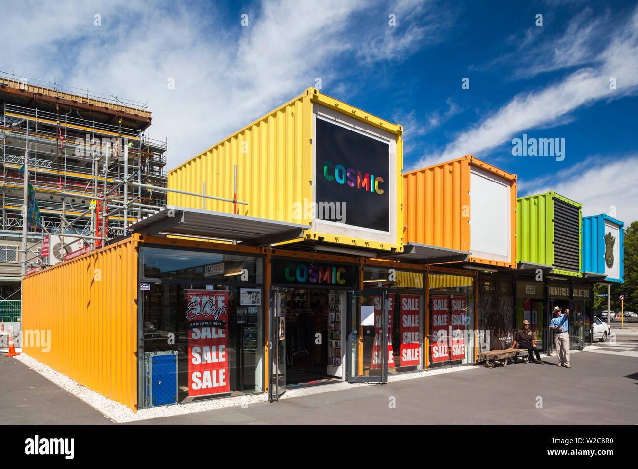 Nouvelle Zélande, île du sud, Christchurch, Re:START shopping mall, construit à partir de conteneurs de fret et le remplacement pour le quartier commerçant de la ville ruinée en 2011 tremblement de terre Banque D'Images