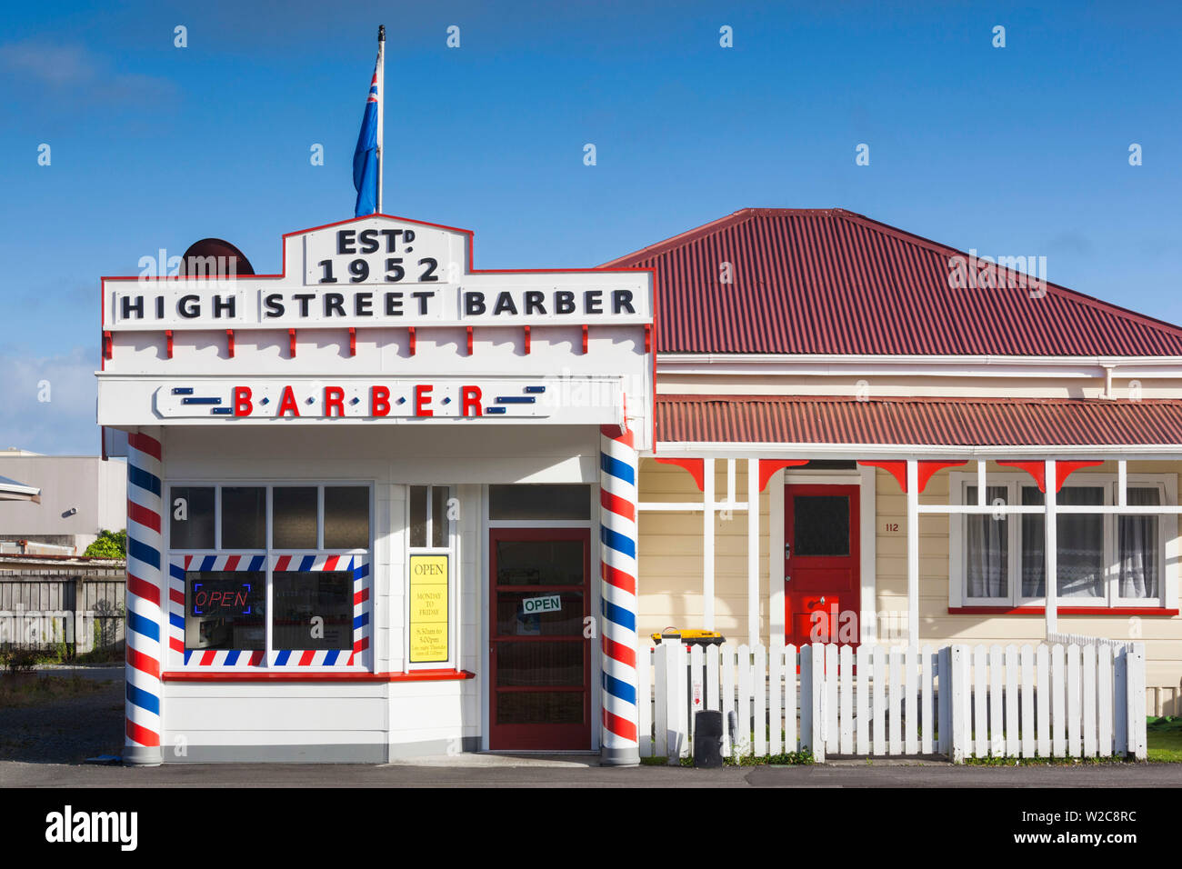 Nouvelle Zélande, île du Sud, Côte Ouest, Greymouth, barber shop Banque D'Images