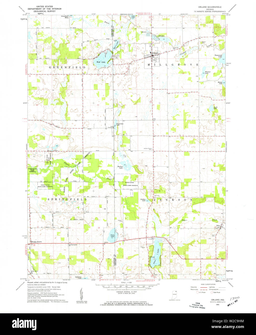 Carte TOPO USGS Indiana dans Orland 1607761960 Restauration 24000 Banque D'Images