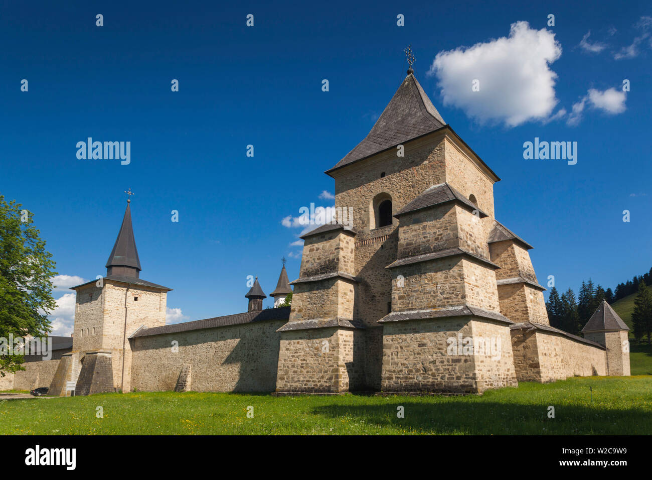 La Roumanie, la Bucovine, région de Bucovine monastères, Sucevita, monastère Sucevita, 16e siècle, extérieur Banque D'Images