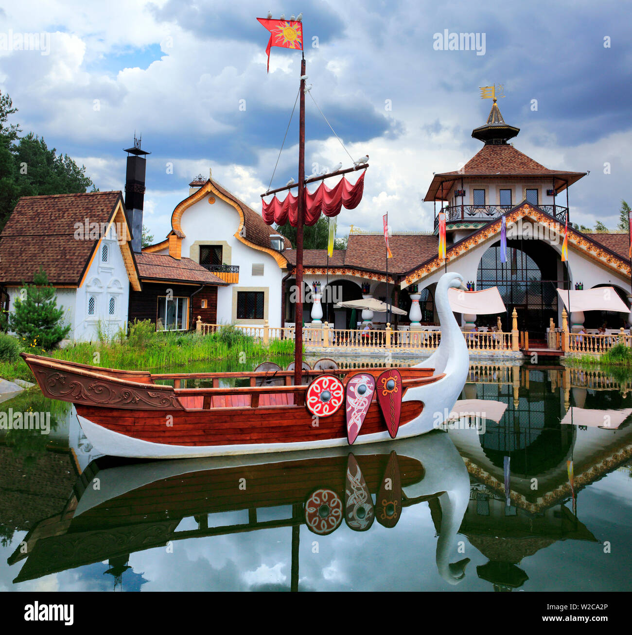 Dans le restaurant de style traditionnel russe, Solotcha, Ryazan, Russie Banque D'Images