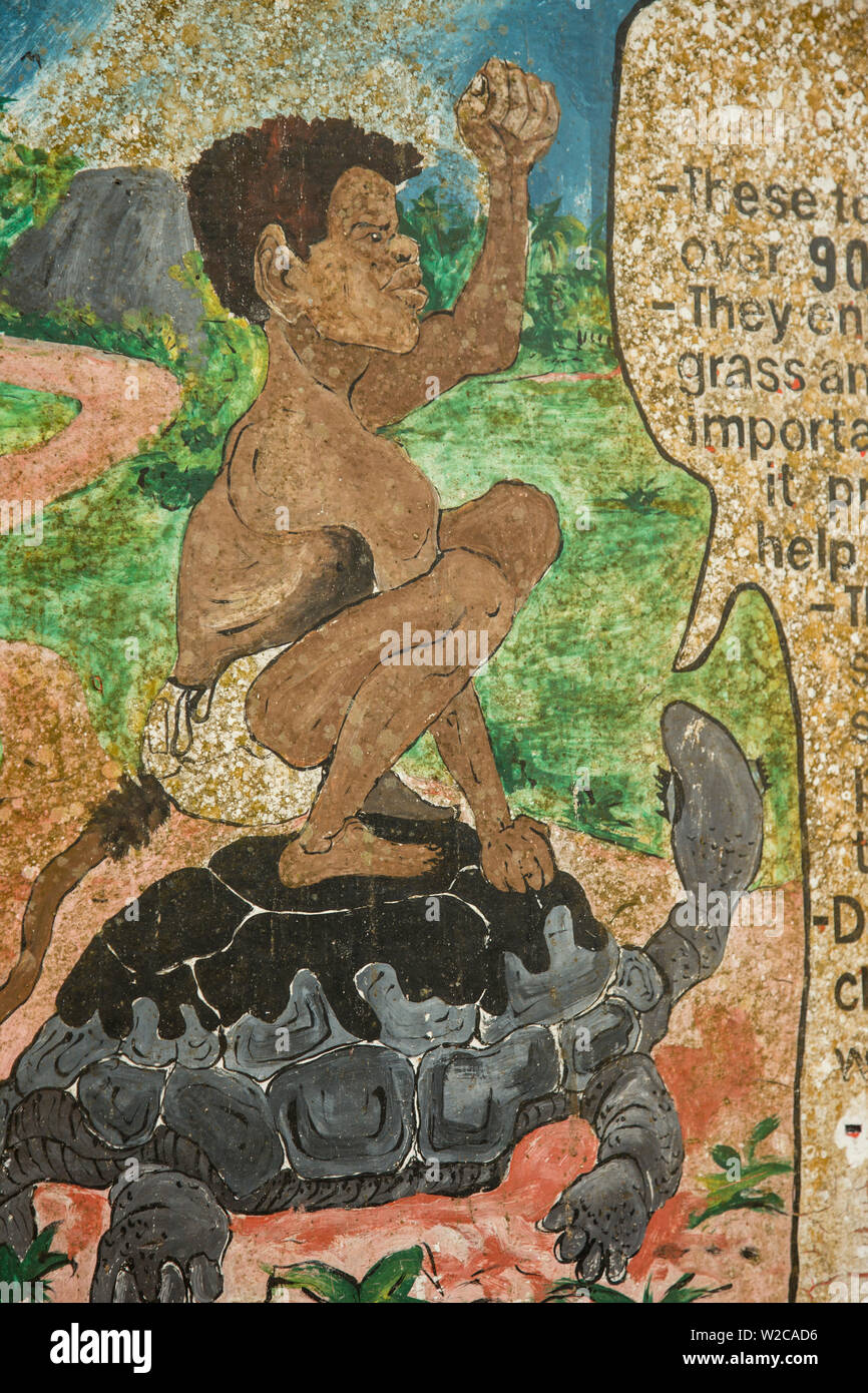 Fresque de garçon, L'Union Estate Plantation, La Digue, Seychelles Banque D'Images