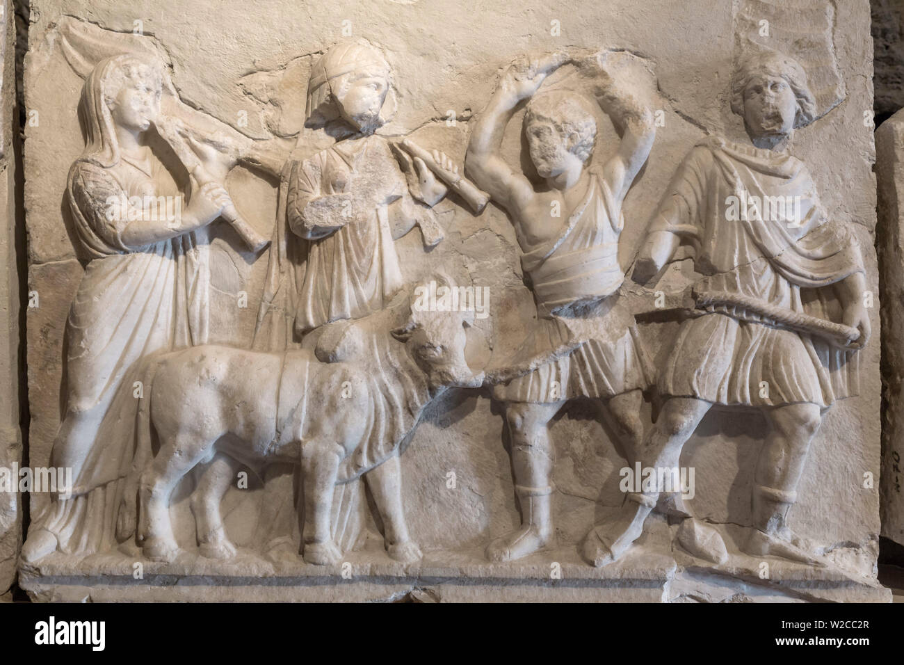 La sculpture hellénistique au musée d'archéologie, Pamukkale, Hiérapolis, province de Denizli, Turquie Banque D'Images