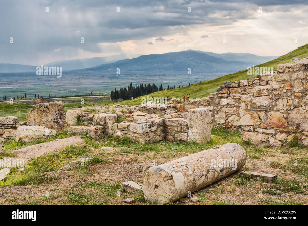 Ruines de la cité antique de Hiérapolis, Pamukkale, province de Denizli, Turquie Banque D'Images