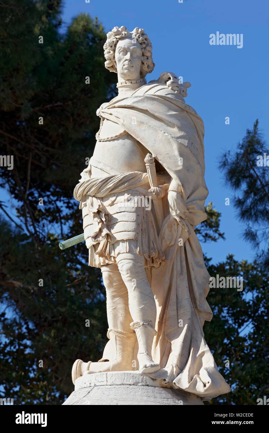 Monument Johann Matthias Graf von der Schulenburg par Antonio Corradini, ville de Corfou, l'île de Corfou, îles Ioniennes, Grèce Banque D'Images