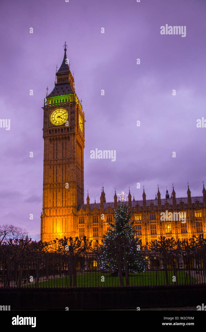 Big Ben, les Maisons du Parlement à Noël, Londres, Angleterre Banque D'Images