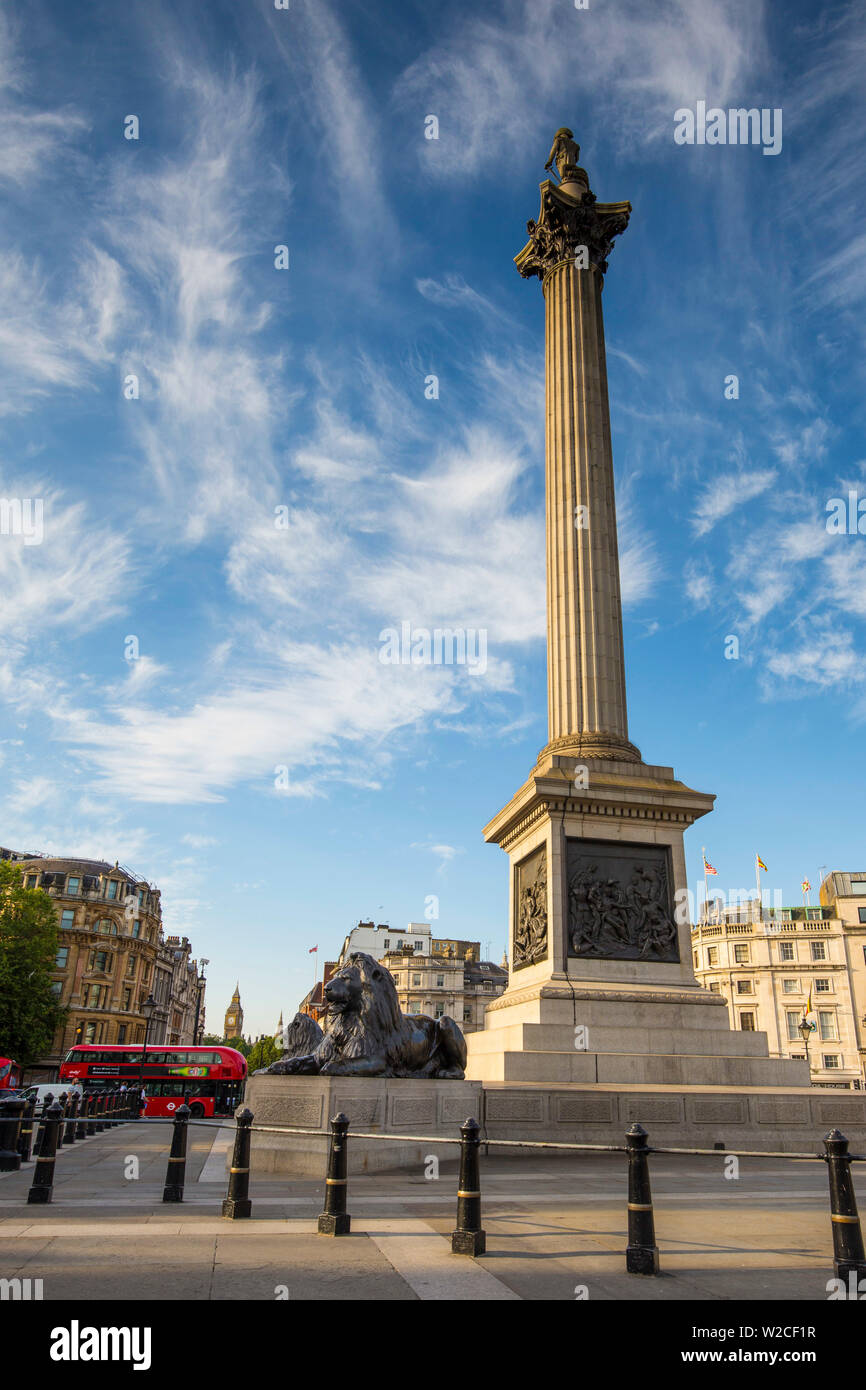 La colonne Nelson, Trafalgar Square, London, England, UK Banque D'Images