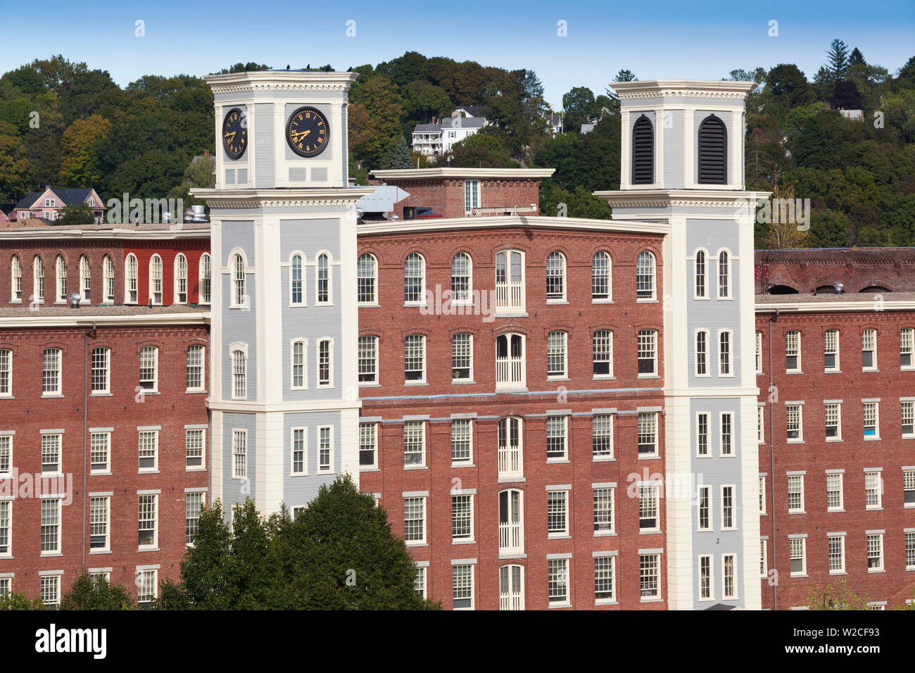 USA, Massachusetts, Lowell, Lowell National Historic Park, Massachusetts Mills, elevated view Banque D'Images