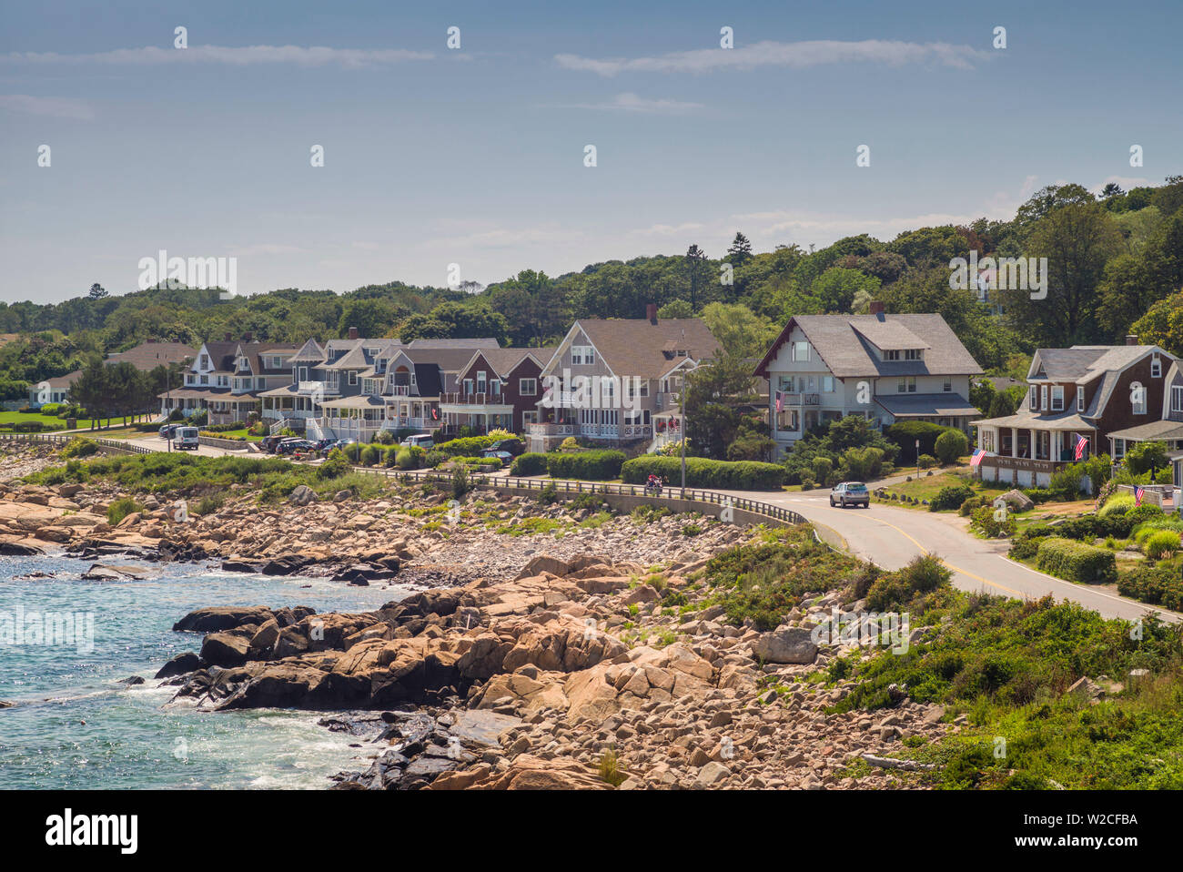USA, Massachusetts, Cape Ann, Gloucester, maisons de plage le long de l'Avenue de l'Atlantique Banque D'Images
