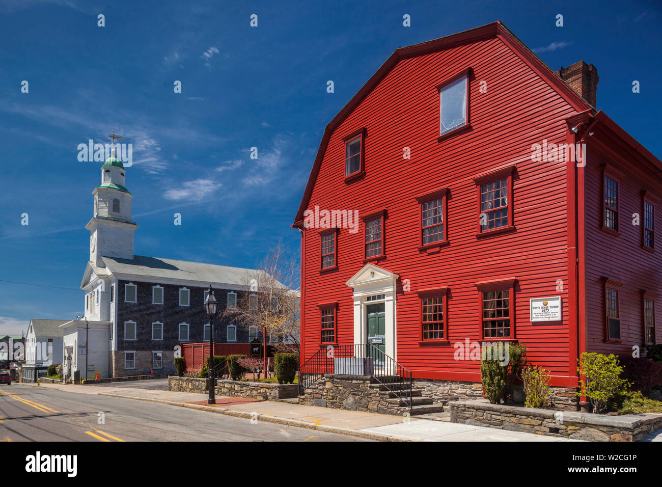 USA, Rhode Island, Newport, White Horse Tavern, 1673, la plus ancienne taverne dans Nord Banque D'Images