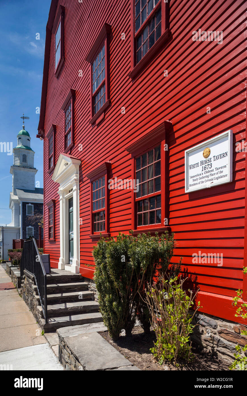 USA, Rhode Island, Newport, White Horse Tavern, 1673, la plus ancienne taverne dans Nord Banque D'Images