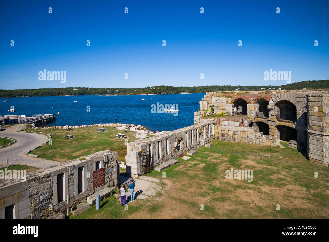 USA (Maine), Popham Beach, Fort Popham, fort historique, extérieur Banque D'Images