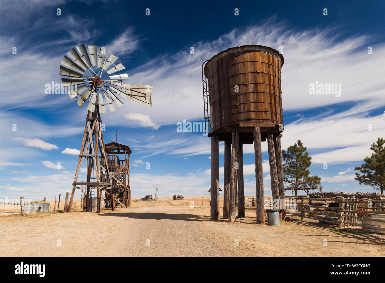 USA, Dakota du Sud, Stamford, 1880 Ville, pioneer village, moulin Banque D'Images